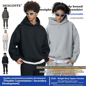 เสื้อฮู้ดดี้ผู้ชาย DY068 ผ้าฟลีซหนา 350 กรัม ผ้าฝ้าย 100% ทรงโอเวอร์ไซส์ ทรงบ็อกซี่ แขนสั้น แฟชั่นฤดูหนาว พิมพ์ลายดิจิทัล - Product Image 3