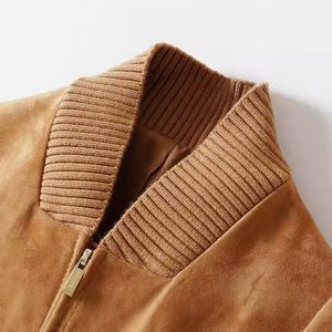 1402 Nuovo Design Autunno Inverno Cappotto in Vera Pelle di Pecora con Cerniera Collo Alto <span class=keywords><strong>Cardigan</strong></span> <span class=keywords><strong>Giacca</strong></span> in Camoscio per Donne - Product Image 4