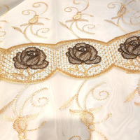Tissu de rideau transparent en macramé brodé, 100% polyester, en rouleau, pour salon, chambre à coucher, fenêtre