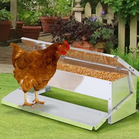 Mangeoire automatique pour poulets, mangeoire en métal à pédale avec couvercle auto-ouvrant résistant aux intempéries pour poulailler