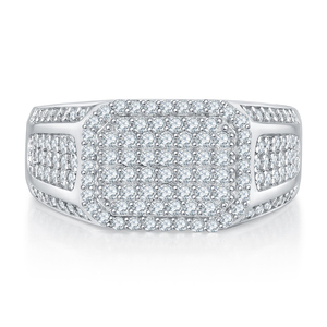 Lustro elegante Chunky 925 Sllver placcato oro bianco Melee D White VVS Moissanite Diamond <span class=keywords><strong>Ring</strong></span> Wedding for <span class=keywords><strong>Men</strong></span> - Product Image 3