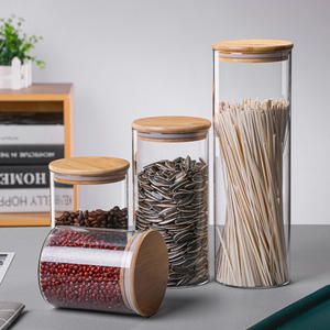 Frascos de almacenamiento de alimentos, cocina soplada a mano, tarro de almacenamiento de vidrio de borosilicato alto de boca ancha con tapa de madera - Product Image 6