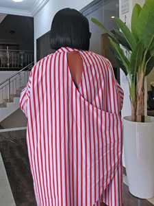 Conjunto Casual Elegante de Dos Piezas para <span class=keywords><strong>Mujer</strong></span> SH7337, Ropa de Calle, Camisa Holgada Estampada a Rayas de Manga Larga y Pantalones Cortos - Product Image 3