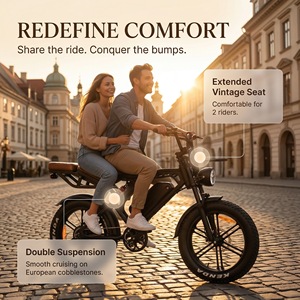 20 Inch Fat Tire <b>Electric</b> Bicycle V20 Pro 48V CE Certified Fast Delivery Italy Expandable Passenger Seat E Bike - Product Image 3