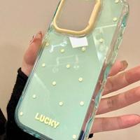 Coque de téléphone portable tendance jaune à pois pour iPhone 16 17 Air Pro Max, coque antichoc, coque arrière en gelée ondulée