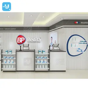 Benutzer definierte Holz Medical Regale Store Interior Display Racks Krankenhaus möbel Apotheke Shop Counter Design für die Apotheke