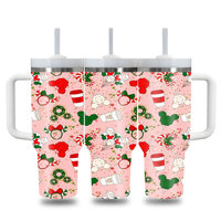 Nouvelle Tasse de Voyage Isotherme en Acier Inoxydable à Double Paroi avec Poignée, Motif Dessin Animé de Noël Personnalisé, 40 Oz, Cadeau 2026