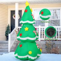 1,5 m Hochwertiger Aufblasbarer Weihnachtsbaum mit Eingebauten LEDs Zuckerstangen-Stern-Dekorationen - Wetterfester Außendekoration für Feiertagspartys