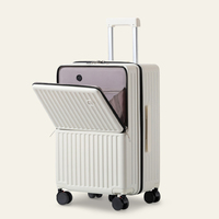 Valise trolley classique unisexe de 26 pouces avec logo personnalisé, en polycarbonate optique, durable, antivol, avec roulettes pivotantes