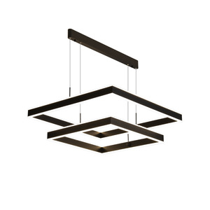Lustre carré LED en acier inoxydable doré, hauteur réglable, culot E26, lumière blanc chaud 3500K, abat-jour en cristal, 120 LED - Product Image 1