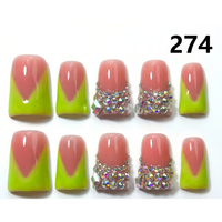 Faux Ongles Press-On Faits Main 646-650 Couleurs Fleurs Canard, 10 Pièces, Styles de Design Uniques pour Doigts