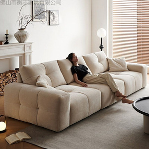 Sofá de tela con respaldo móvil, sofá pixelado con respaldo móvil, sofá moderno minimalista para sala de estar, asiento profundo de chenilla - Product Image 2