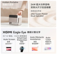 Projecteur vidéo XGIMI RS 10 Mini 1920*1080P 4K Max portable avec mise au point automatique complète, correction trapézoïdale et connexion sans fil pour cinéma maison