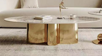Table basse de luxe légère, ronde, salon, maison, design italien minimaliste, table à thé en acier inoxydable de forme spéciale