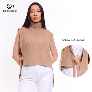 OEM/ODM gilet d'hiver sans manches pour femmes pull tricoté <span class=keywords><strong>col</strong></span> <span class=keywords><strong>roulé</strong></span> <span class=keywords><strong>cache</strong></span>-<span class=keywords><strong>cou</strong></span> avant pull de créateur tricots - Product Image 1