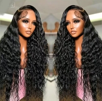 Perruques Full Lace Front en Cheveux Humains Remy 100% Naturels, 32 Pouces de Long, Dentelle Transparente, Sans Colle, Ondulations Profondes, Cheveux de Bébé, pour Femmes Noires, Vente en Gros