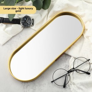Commercio all'ingrosso di alta qualità stile <span class=keywords><strong>nordico</strong></span> in metallo specchio piatti ovali decorazione per la casa artigianato in vetro cosmetici vassoio di stoccaggio piatti - Product Image 5