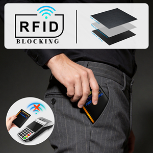 <span class=keywords><strong>Portafogli</strong></span> Sottili Minimalisti in Vera Pelle Personalizzati per Uomo, Lunghezza Corta, Tasca Frontale, Blocco RFID, Fodera in Nylon, Porta Carte - Product Image 4