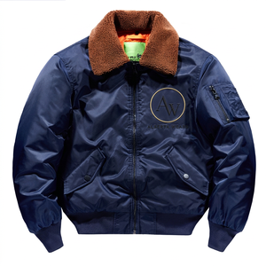Men's Autumn Bomber <b>Jacket</b> <b>Sherpa</b> <b>Lined</b> Full Zip Eco-Friendly Polyester Shell with Pockets Windproof Casual Outerwear - Product Image 3