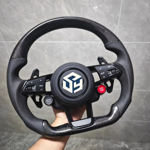 Volant de direction avec bouton de démarrage S-Line, demi-alcantara, fibre de carbone, palettes LED pour Audi TT R8 A4 A5 S4 RS6 A6 C7 RS Q5 <span class=keywords><strong>Q6</strong></span> - Product Image 1