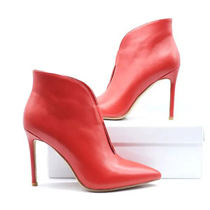 Supporto OEM/DOM ultimo Design stivali in pelle da <span class=keywords><strong>donna</strong></span> rosa verde rosso Stiletto <span class=keywords><strong>donna</strong></span> tacchi alti stivali con tomaia aperta - Product Image 4