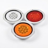 Feu arrière LED rond pour camion, avec bride blanche, pour remorque porte-conteneurs CIMC, fonctions Stop, Frein, Clignotant, Marche arrière, couleurs Rouge, Ambre, Blanc, 24V, Étanche