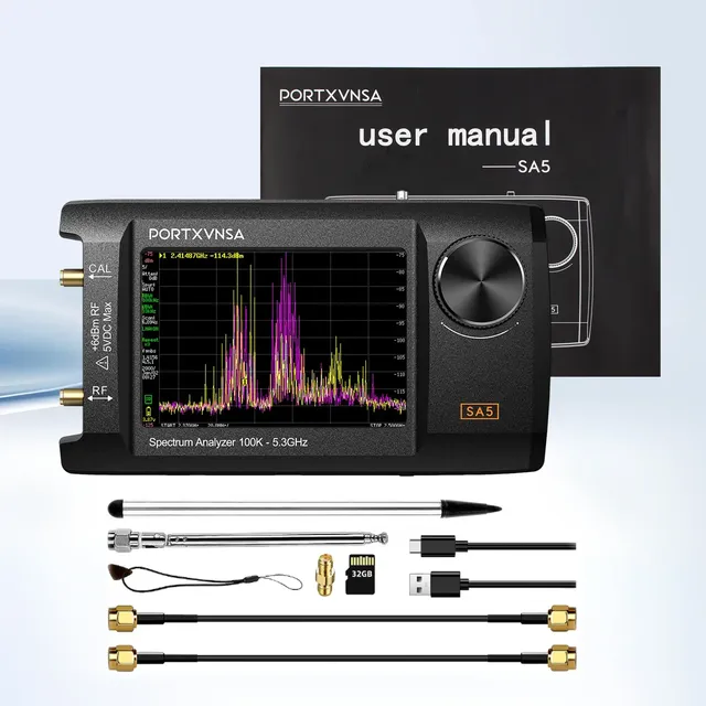 Custom 4-inch IPS LCD SA5 Multi functional Handheld Spectrum Analyzer 100k-5.3GHz 2-in-1 Signal Generator Built in 5000mA