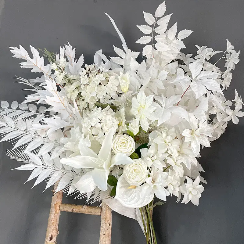 Hot Selling White Series Atacado Seda Decoração Do Casamento Flores Brancas Orquídea Hortênsia Rosa Peônia Suprimentos Artificial