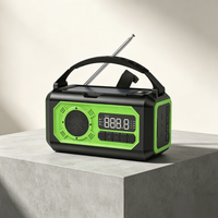 Radio Solar de Manivela para Exteriores con 3 Modos de Carga, Receptor Meteorológico FM/AM/WB, Alarma de Emergencia SOS, Brújula de Navegación