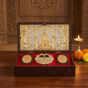 Handmade Handicraft Traditional Hindu Religious Stainless Steel Charan Paduka Set Art Decor Eco-Friendly Durable Wedding Diwali - Product Image 3