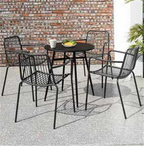 Patio dining set black outdoor metal mesh steel frame patio furniture manufacture