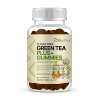 BioFlex Gummies au thé vert sans sucre, saveur thé aux agrumes, sans allergènes, antioxydant, complément alimentaire pour adultes, 60 unités