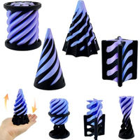 3er-Pack 3D-Gedruckte Plastik Handgefertigte Spiral-Kegel-Fidget-Spielzeuge mit Unmöglichem Pyramiden-Durchdringungsdesign