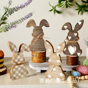 Decoración de Conejo de Madera para Pascua, Adorno Artesanal para Mesa de Salón o Interiores de Estilo Rústico - Product Image 1