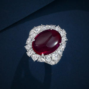 Personalizado luxo vermelho rubi cúbico zircônia diamante senhoras compromisso anel promessa 925 prata esterlina jóias - Product Image 2