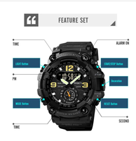 Skmei 1637 vente en gros Cool montre de sport de plein air pour hommes grand cadran multifonctionnel 50M montre électronique étanche