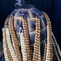 Rambut Jumbo Rambut Kepang Crochet Digunakan Membentang Tahan Panas Serat Afrika Dikepang Ombre Sintetis Rambut Mengepang