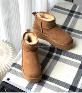 Botas de Nieve de Plataforma de Cuero para <span class=keywords><strong>Mujer</strong></span>, Cálidas para Invierno, OEM y ODM, Zapatos de <span class=keywords><strong>Mujer</strong></span> para Uso en Exteriores - Product Image 1