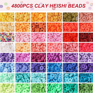 Polymer <b>Clay</b> Bead <b>Set</b> 48 Colors DIY Jewelry Making Bracelet Necklace Craft Supplies with Metal Findings and Threads - Product Image 2