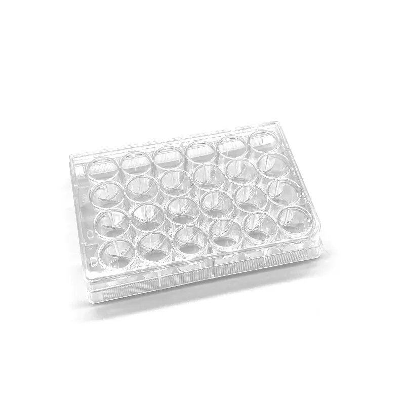 Laboratuvar sarf malzemeleri plastik steril mikroplaka 24 kuyucuklu hücre kültürü plakası