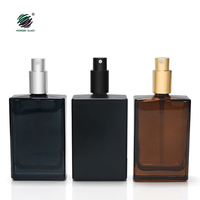 Bouteilles de parfum en verre, 30ml 50ml 100ml eau de cologne noir blanc rouge vaporisateur plat rectangle épais carré bouteilles décoratives