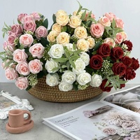 Bouquet de mariée en fleurs artificielles en gros, petite composition florale, roses de haute qualité
