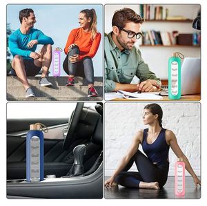 Bouteille d'eau en verre de haute qualité, écologique, portable, avec couvercle en silicone, durable, personnalisable - Product Image 6