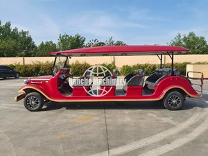 Carrito de Golf Eléctrico Rojo, Lujoso y Elegante, Estilo Clásico Vintage, Autopropulsado, con Toldo para Turismo y Estilo Retro - Product Image 2