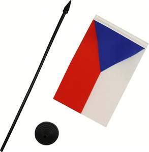 Bandera de Mesa de la República Checa 5'' X 8'' (21x14cm) - Material de Poliéster, Varilla y Base de Plástico Negro, Uso en Escritorio/Interior - Product Image 3