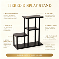 Étagère de présentation pour service à thé en métal, quatre niveaux, durable, minimaliste, carrée, thermolaquée, sur pied, support de rangement pour tasses à thé
