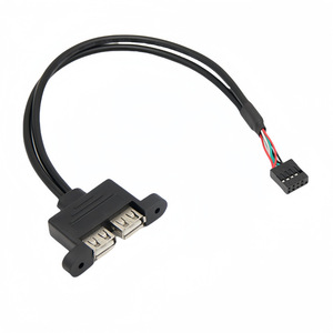 สายต่อขยาย USB 2.0 แบบคู่ ตัวเมีย 9 พิน เป็นแบบคู่ USB พร้อมหูยึด สายทองแดงสีดำ สำหรับเมนบอร์ด I/O Shield - Product Image 2