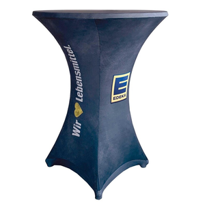 Funda para Mesa de Cóctel de Spandex con Impresión de Logotipo Personalizado en la Superficie y Tela Lavable para Exhibiciones en Recepciones Corporativas - Product Image 1
