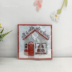 DAMAI Christmas Decoration Gingerbread Cottage with Christmas Tree <b>Disposable</b> <b>Tableware</b> Set Christmas Paper Plates Cups Napkins - Product Image 6