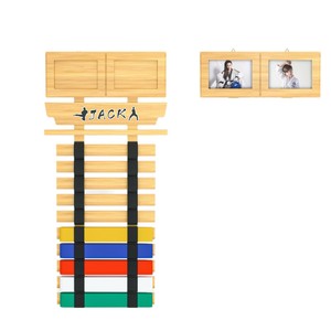 Karate Belt Display <b>Rack</b> Wall Mounted Solid Wood Martial Arts Belt Storage <b>Rack</b> With Name <b>Plate</b> And Photo Frames - Product Image 1